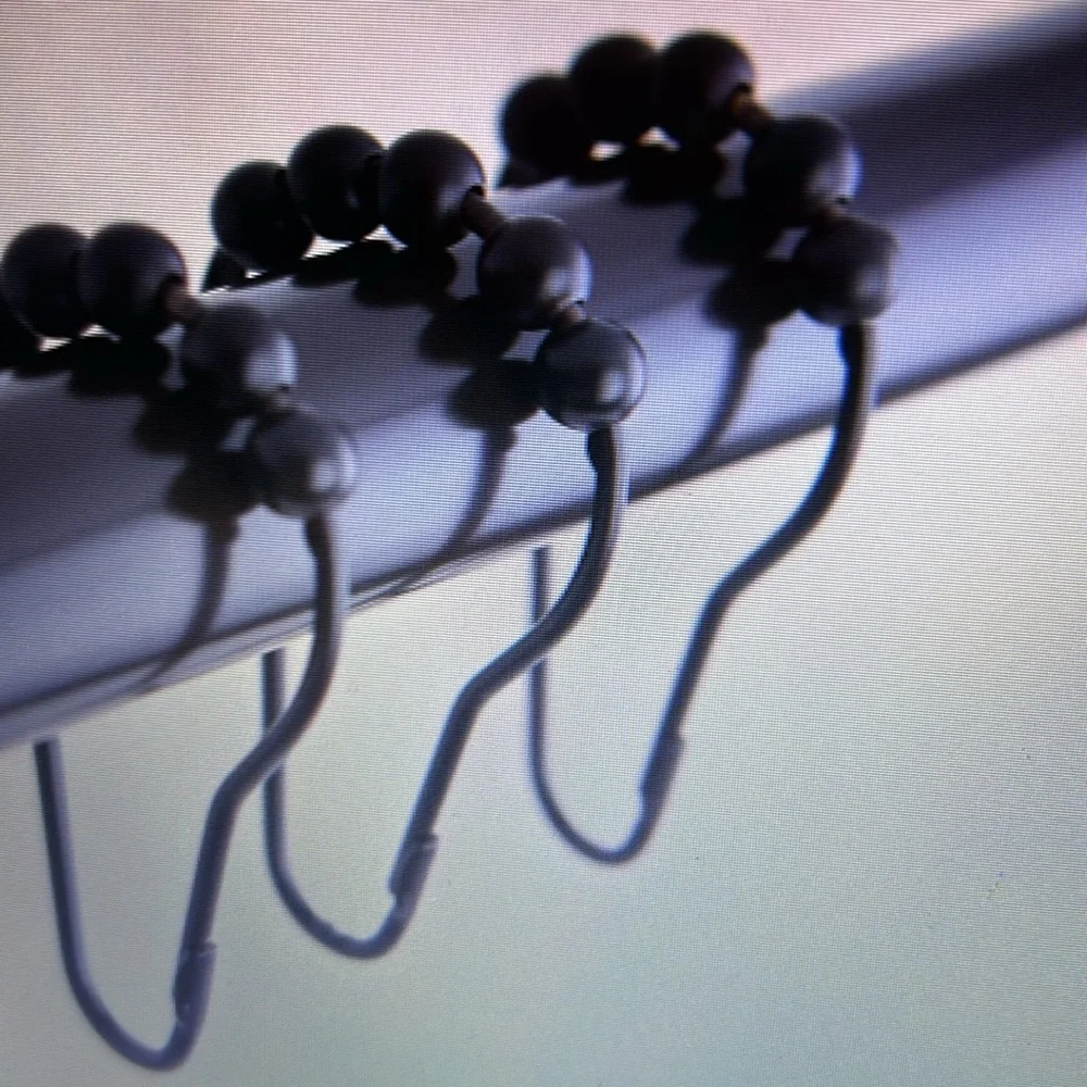 StainlessSteel Shower Curtain Hooks w/rolling Beads enables easy gliding. Set/12
